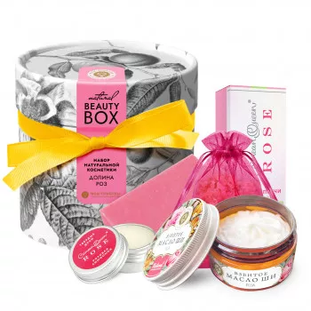 Подарочный набор Beauty Box Натуральной косметики Долина роз, 350г