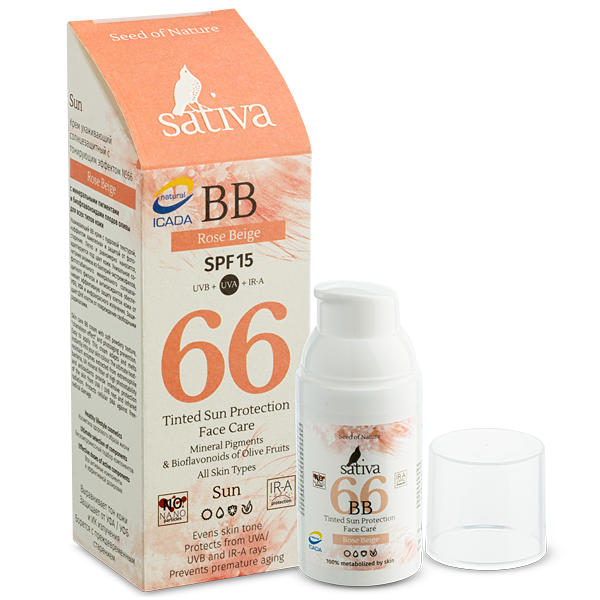 Sativa, BB крем # 66 с солнцезащитным фильтром Розовый