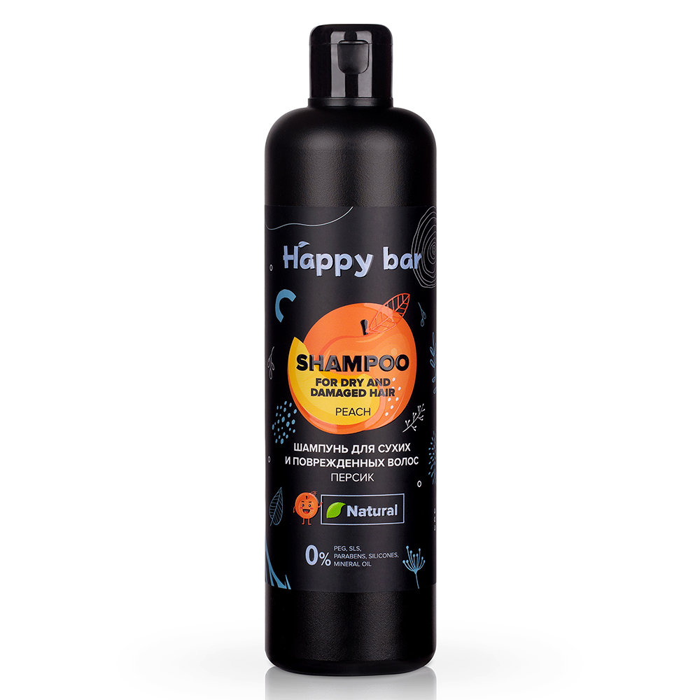 Шампунь Happy Bar Персик для сухих и поврежденных волос (370мл) купить в онлайн экомаркете