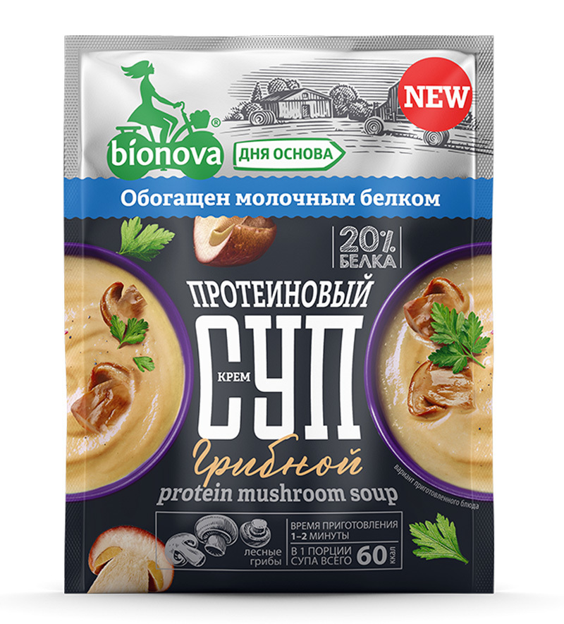 Протеиновый крем-суп быстрого приготовления "Bionova"грибной,20г. купить