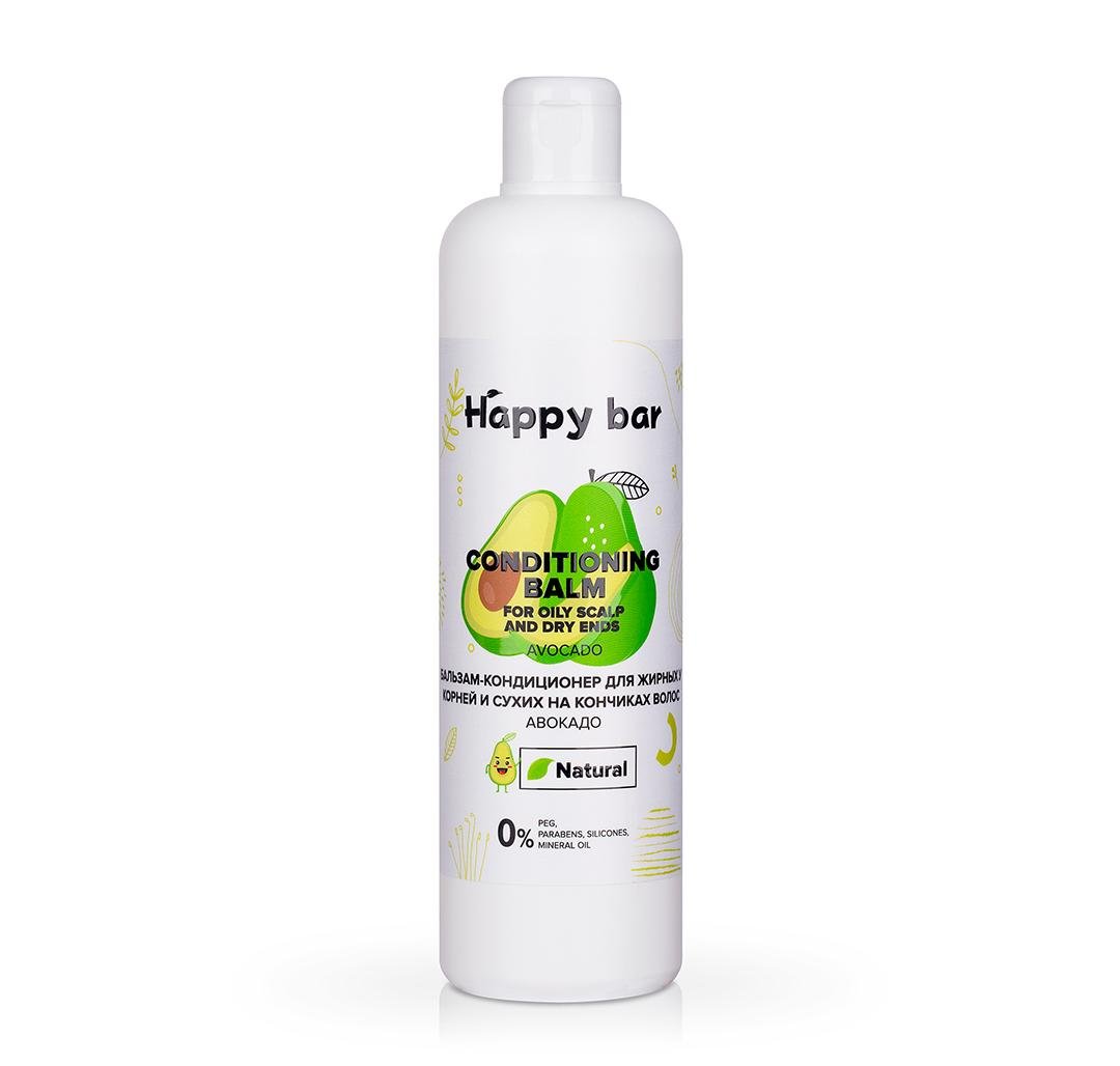 Бальзам-кондиционер Happy Bar Авокадо для волос жирных у корней и сухих на кончиках (370мл) купить в онлайн экомаркете