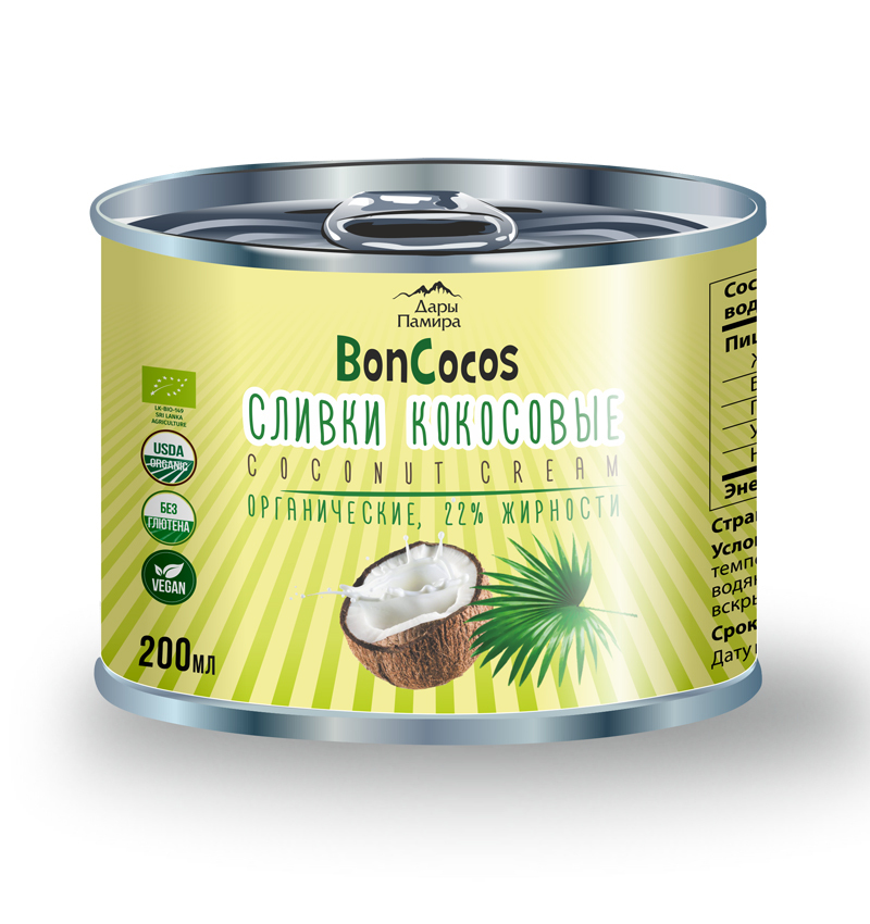 Сливки кокосовые BONCOCOS, органика, жирность 22%, 200мл купить