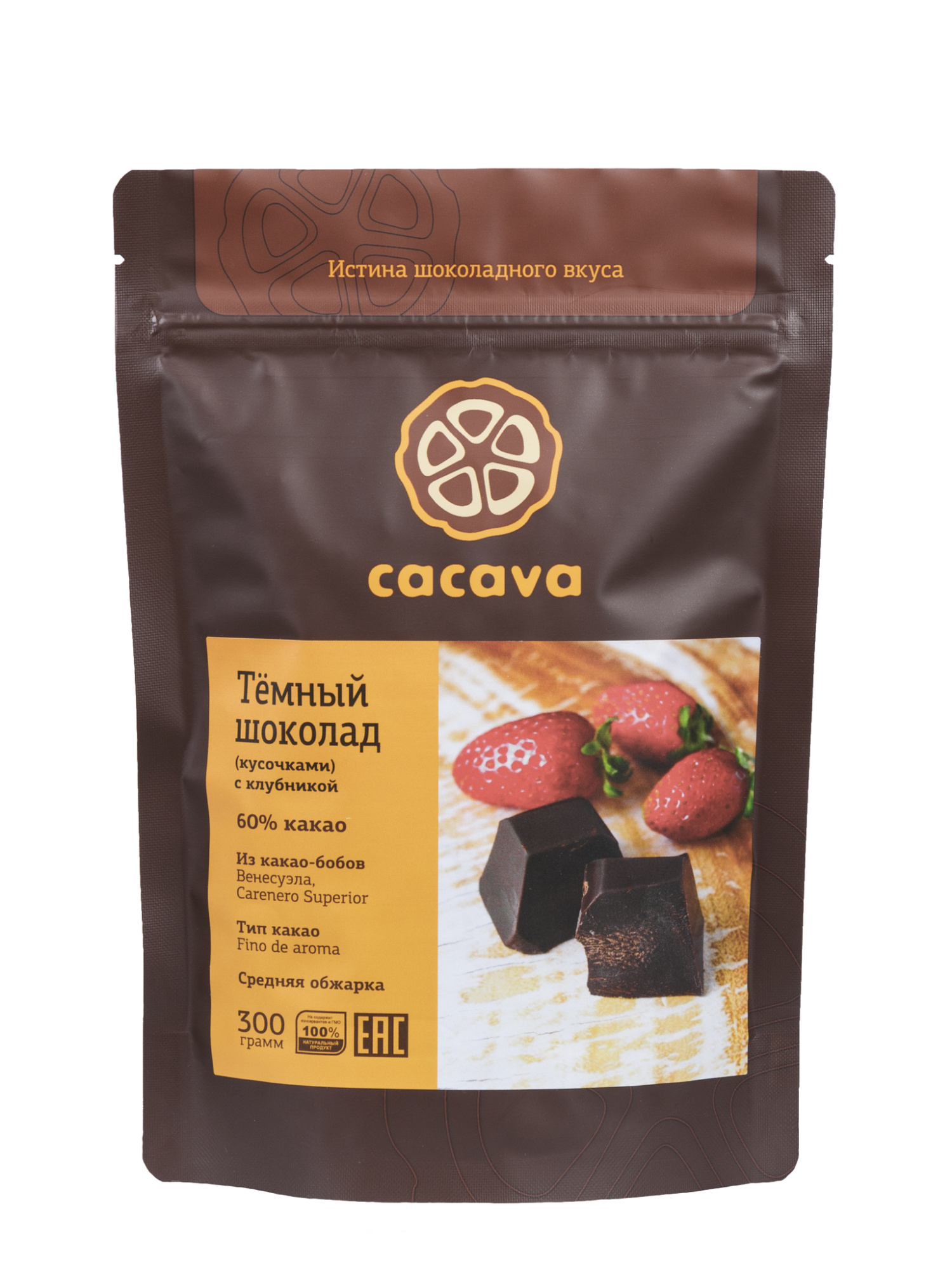 Тёмный шоколад с клубникой 60 % какао (Венесуэла) (300 г)