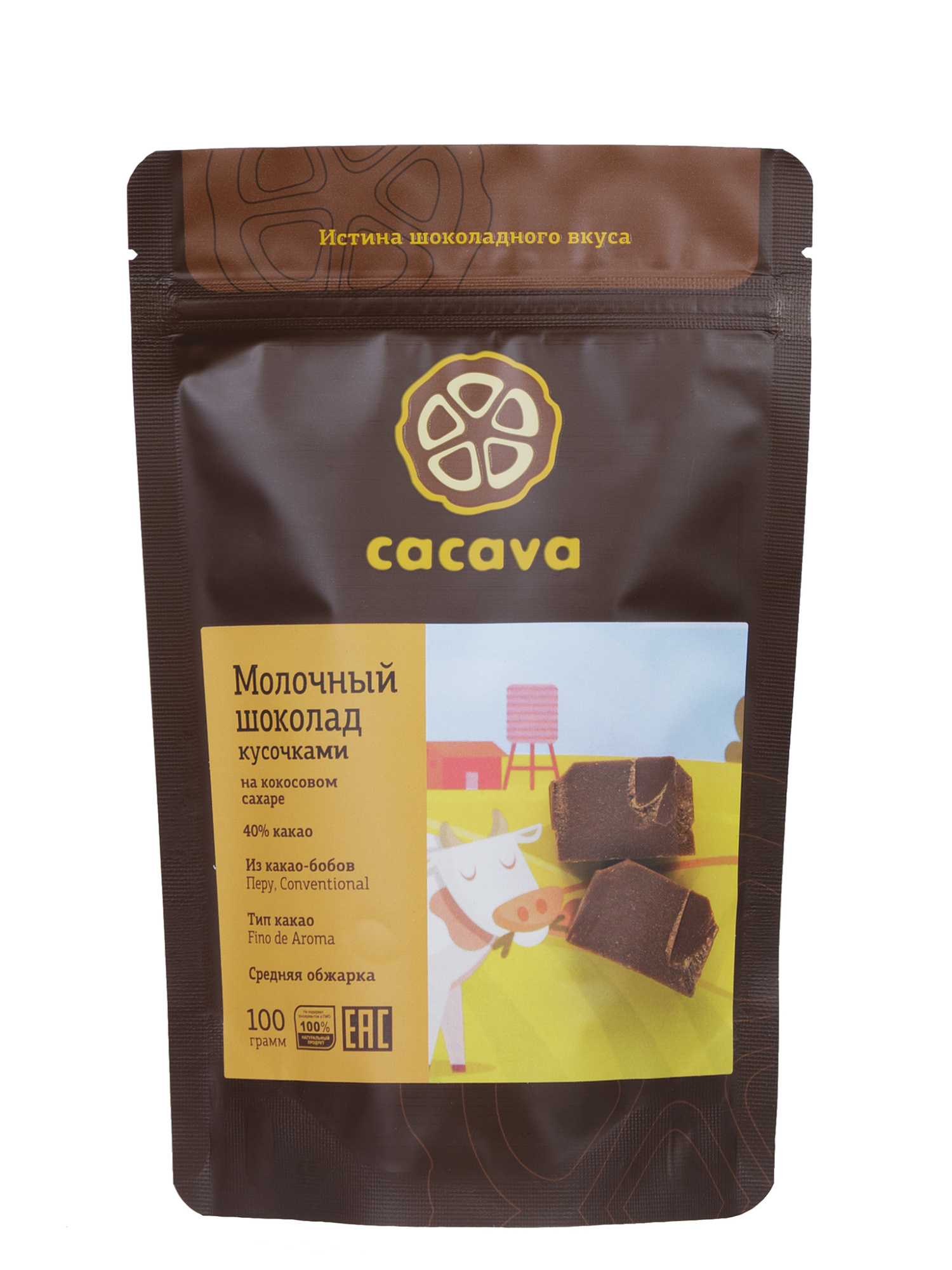 Молочный шоколад 40 % какао, на кокосовом сахаре (Перу) 100гр. купить